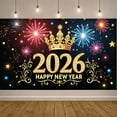 thumbnail image 3 of Gold 2026 Banner Pink Roses New Year Banner Gold Balloons Circular Frame Happy New Year Banner for New Year Party 2026 Celebration Holiday Party, 3 of 9