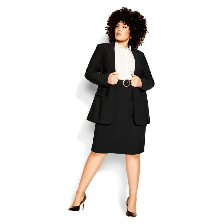 City Chic Women s Plus Size Perfect Suit High Waist Close Fit Knee Skirt Walmart