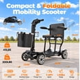 thumbnail image 6 of Havlo 37.5 lbs Lightweight Mobility Scooter for Seniors & Adults, Foldable 4-Wheel Travel Scooter with Removable Lithium Battery, 13-Mile Range, 270W Brushless Motor, for Shopping,Cruises,Silver, 6 of 14