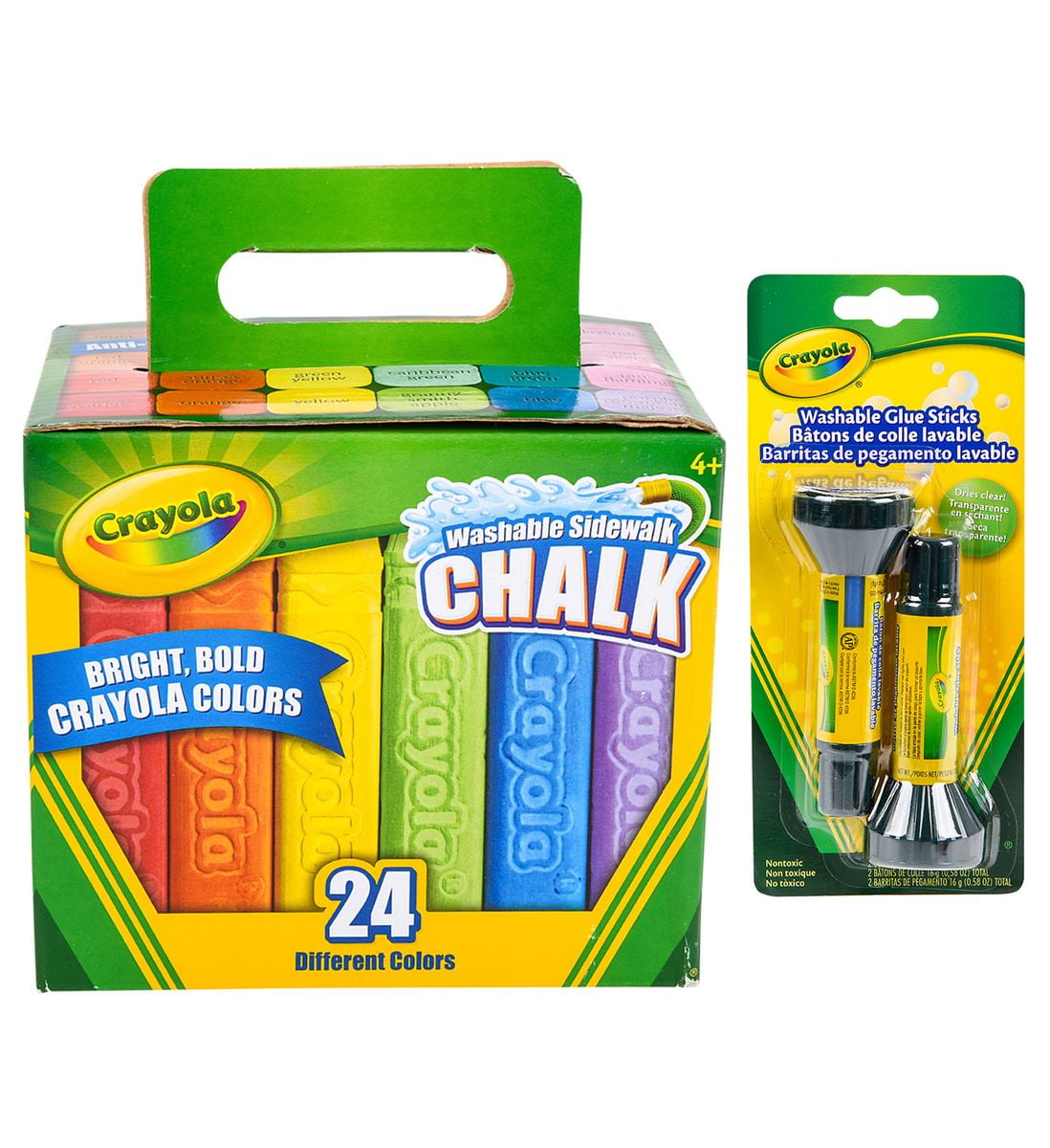 Mozlly Value Pack Crayola Washable Glue Sticks (2pc Set) AND Tropical Colors Washable Sidewalk