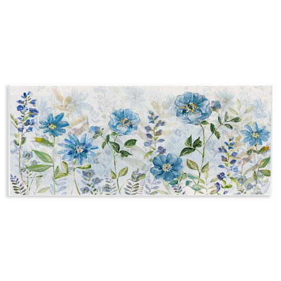 Stupell Industries Wild Blue Poppies Botanical & Floral Painting Unframed Art Print Wall Art, 17 x 7