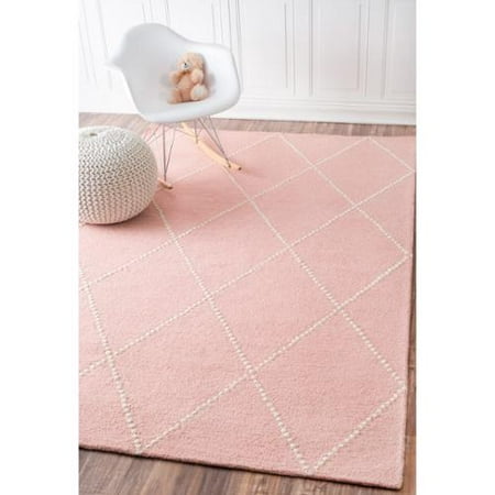 Nuloom Handmade Dotted Trellis Wool Kids Nursery Baby Pink Rug 5 X Nuloom Handmade Dotted Trellis Wool Kids Nursery Baby Pink Rug 5