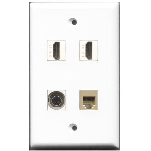 RiteAV - 2 Port HDMI 1 Port Phone RJ11 RJ12 Beige 1 Port 3.5mm Wall Plate