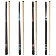 GSE Games & Sports Expert Set of 4 58" 18/19/20/21oz Hardwood Maple Billiard Pool Cue Sticks Set for Commercial, Bar and House Use - Black
