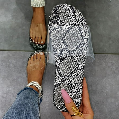

Women s Fashion Casual Transparent Snakeskin Wedges Outdoor Slippers Shoes