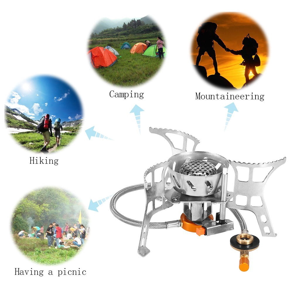 Portable Windproof Camping Gas Stove Foldable Split Burner Adapter