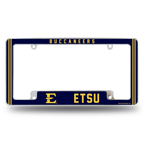 Rico Industries NcAA East Tennessee State Buccaneers Alternate 12 x 6 chrome All Over Automotive License Plate Frame for carTruckSUV