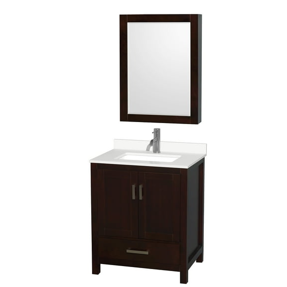 Wyndham Collection Wcs141430s-Qtz-Unsmed Sheffield 30" Free Standing Single Basin Vanity
