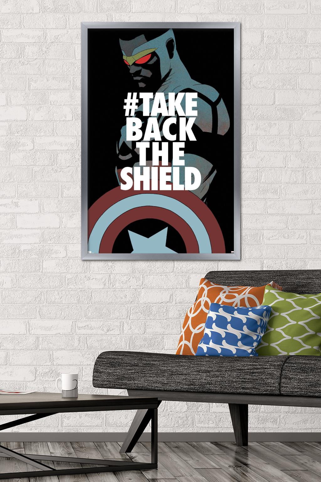 Marvel Comics - Falcon - Take Back the Shield Wall Poster, 22.375" x 34", Framed