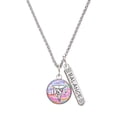 thumbnail image 1 of Delight Jewelry Silvertone Domed Multi Color DNP Silvertone Balance Bar Charm Necklace, 23", 1 of 4