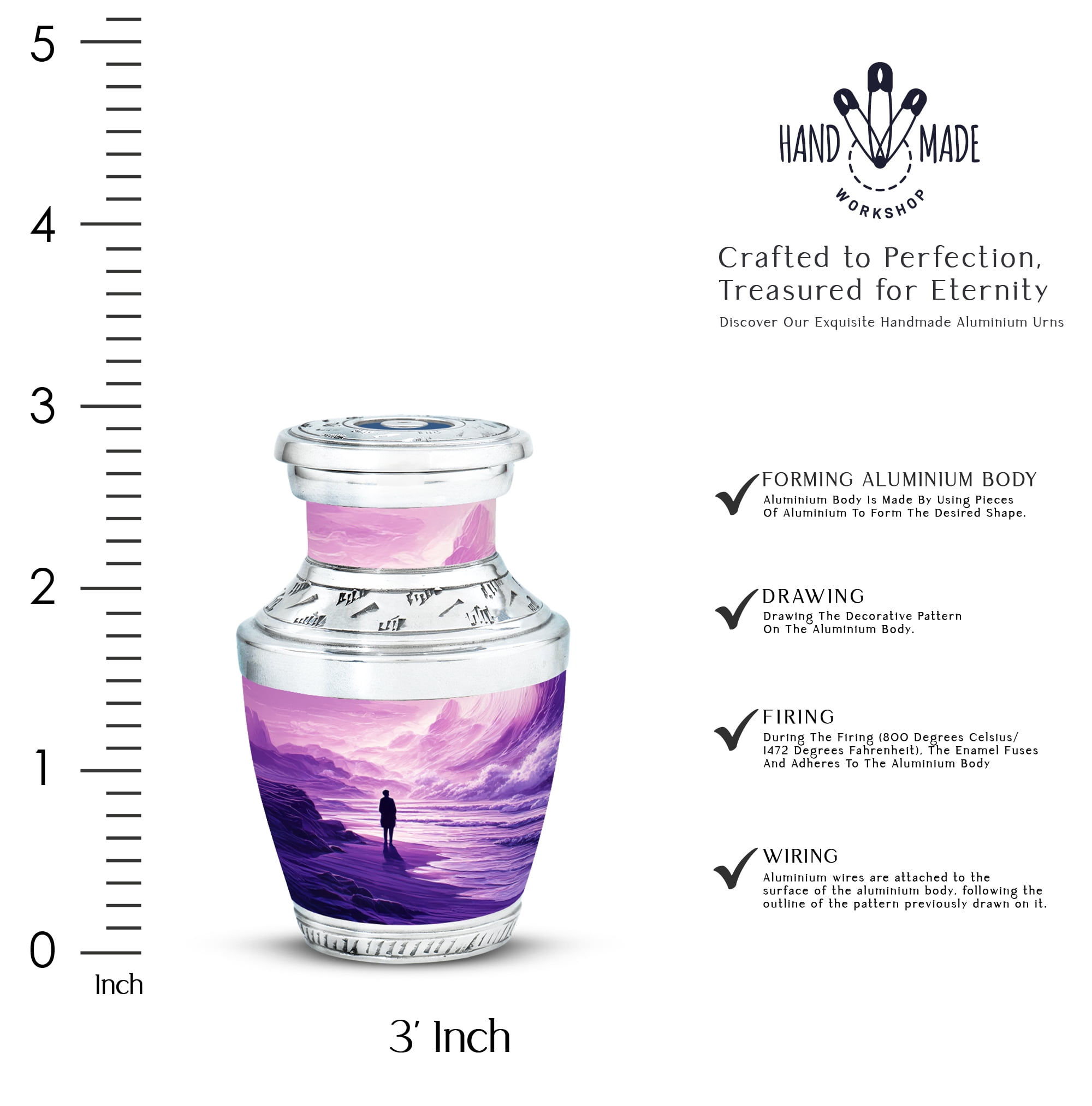 MUKTIVE Mountain Mini Cremation Urn for Human Ashes for Mom & Dad - Decorative Keepsake Funeral Purple Urns for Adult Male & Female - 3 Inch