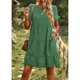 thumbnail image 2 of YNIQUE Women's Summer Short Dress Square Neck Short Sleeve Tiered Ruffle Boho Swing Dresses, 2 of 6
