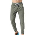 thumbnail image 1 of Pantalones deportivos casuales de color liso para hombre, de nueve pulgadas de ancho, cómodos y sueltos, de seda helada, para correr, fitness, transpirables, para secado rápido., 1 of 4
