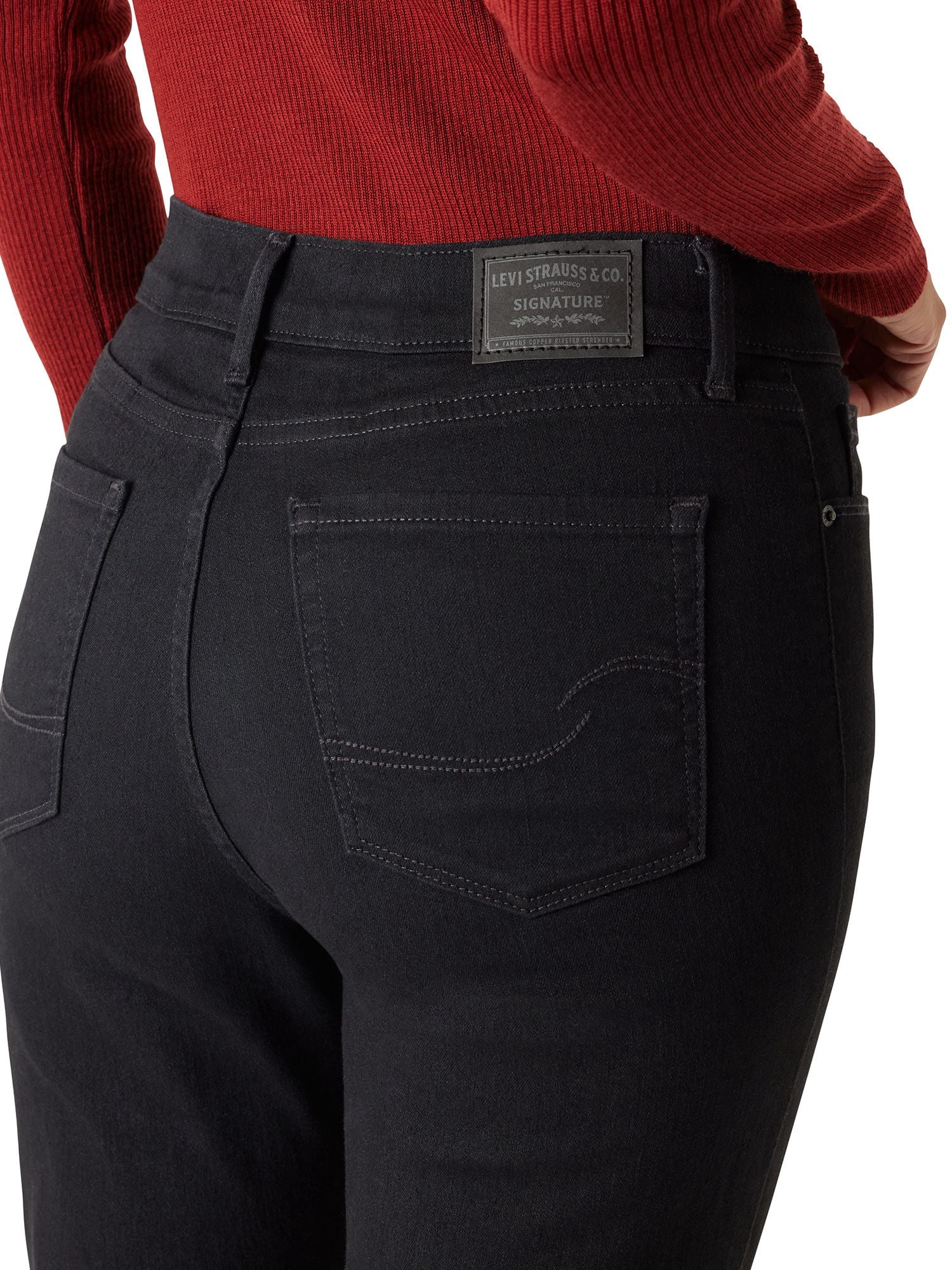 Levi Strauss Signature Women's and Women's Plus Mid Rise Straight Jeans, Tummy-Smoothing Pannel, Sizes 2-26