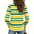 thumbnail image 5 of Stralyhd Striped Tops for Women Button Cuff Long Sleeve Crewneck Fitted Business Casual Pullover Blouses Loose Fall Fashion Outfits Green XXL, 5 of 5