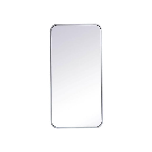 Elegant Lighting MR801836S 18 x 36 in. Soft Corner Metal Rectangular Mirror, Silver