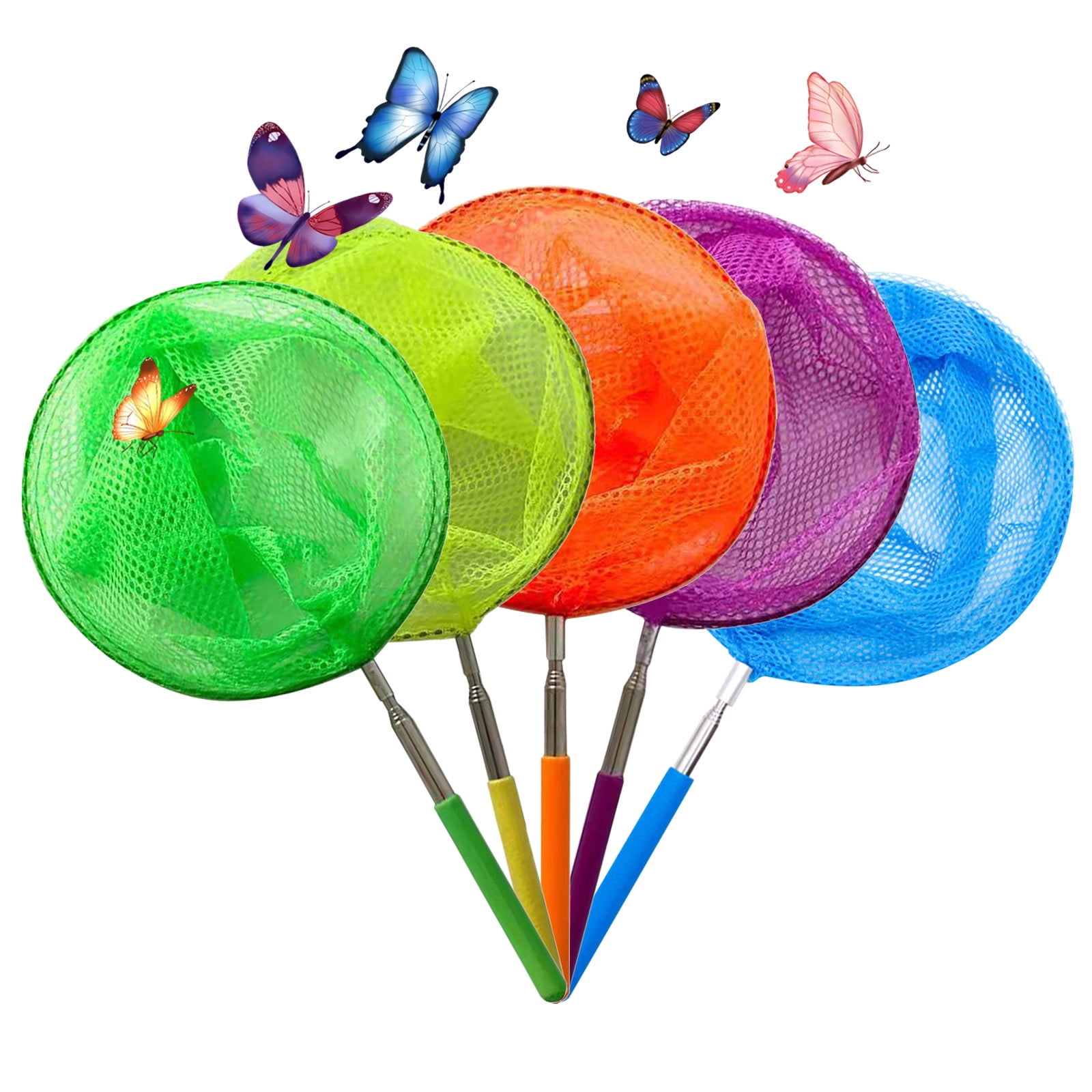 HOONEW 3 Pieces Kids Fishing Net Catching Butterflies Bug Beach Toys Catch and Release Butterfly Shelling Dip Net 