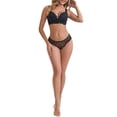 thumbnail image 2 of INSPIRE CHIC Women's Deep V Adjustable Straps Soft Underwire Support Minimizers Push-Up Front Closure Lace Everyday Bras XL Black, 2 of 4