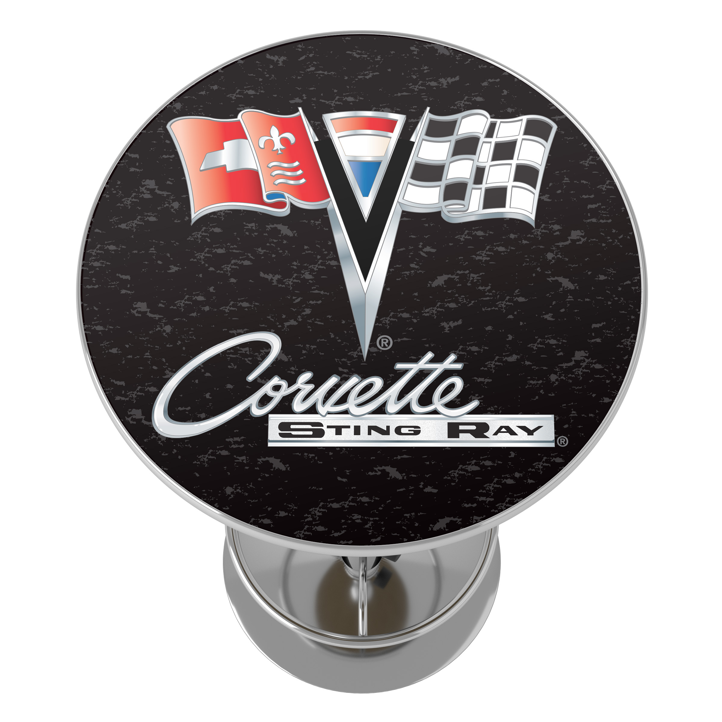 Corvette C2 Black Bar Table with Adjustable Footrest and Acrylic Top