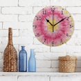 thumbnail image 3 of Pink Yellow Circle Tie Dye Round Wall Clock Silent Analog Battery Operated Black Pointer Home Decor 9.84" Diameter, 3 of 11