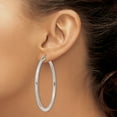 thumbnail image 3 of Primal Gold 14 Karat White Gold 3mm Lightweight Tube Hoop Earrings, 3 of 4