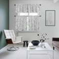 thumbnail image 5 of Silver Gray Leaf Kitchen Curtains Valances and Tiers Set of 3 Retro Plant Vintage Abstract Branch Silhouette Tier Curtains and Valance with Rod Pocket for Small Windows, 27.5"x24", 5 of 9