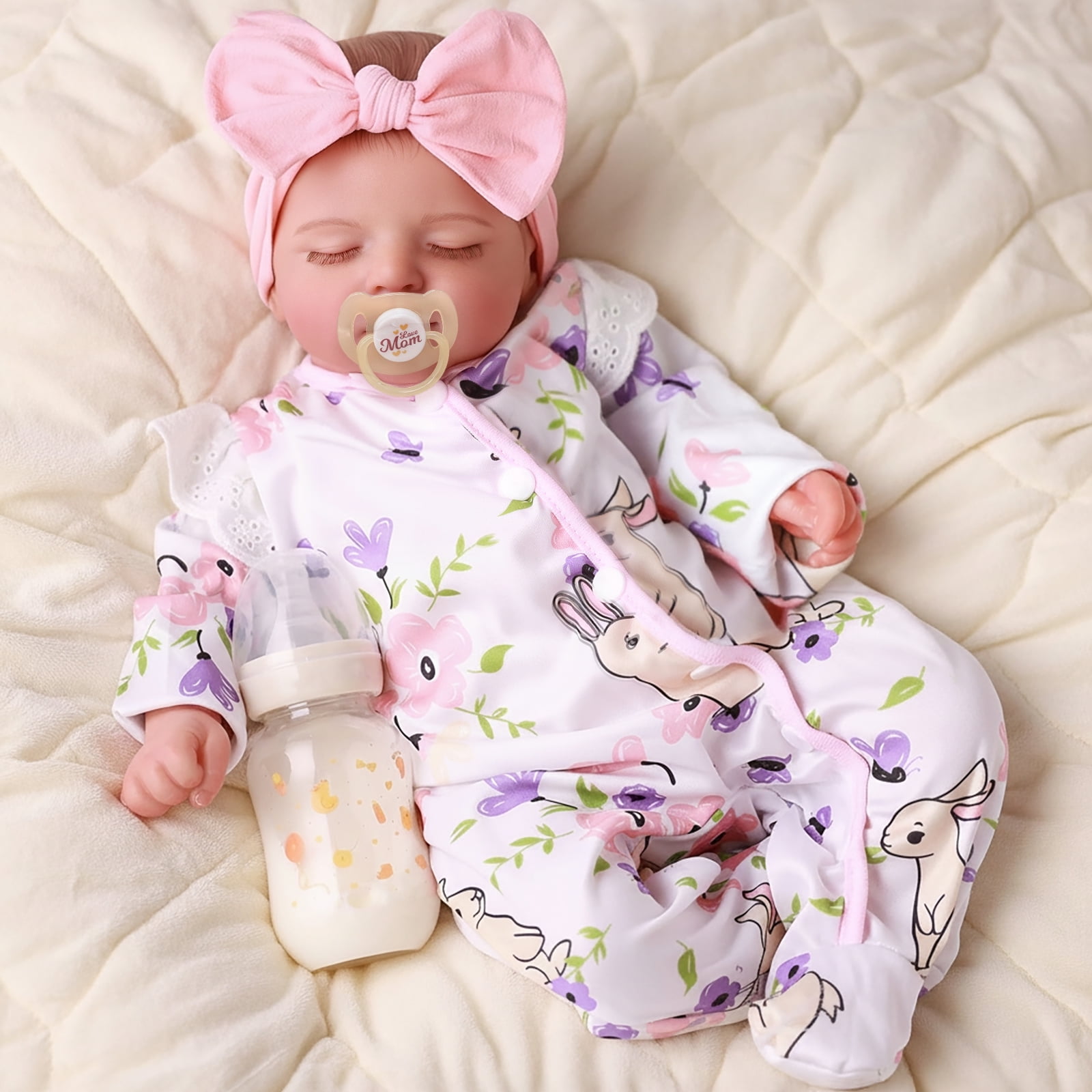 RSG Lifelike Reborn Baby Dolls 20 inch Sleeping Baby Dolls Soft Cloth Body with Accessories Gift Box for Kids Age 3+