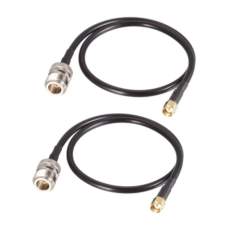Uxcell Coax Cable N Female to RP-SMA Male Pigtail Cable 50 Ohm 20-Inch RG58 2pcs
