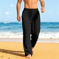 thumbnail image 5 of Dresfit Wide Leg Pants for Men Lounge Linen Pants 2026 Spring Drawstring Big and Tall Loungewear with Back Pockets Loose Uncuffed Open Bottom Vacation Trousers Black M, 5 of 8