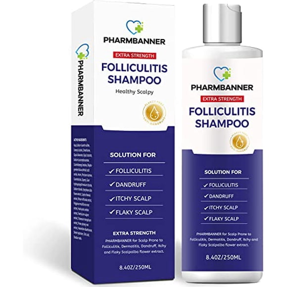 PHARMBANNER Foliculitis Dermatitis Seborreica Champú Anticaspa/Champú Antifúngico Tratamiento de Foliculitis/Caspa Tratamiento de Psoriasis del Cuero Cabelludo Alivia la Picazón y el Cuero Cabelludo S