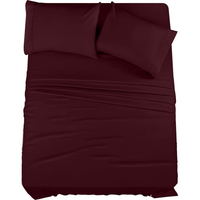 Juego de sábanas Utopia Bedding, tamaño queen, 4 piezas, microfibra, color burdeos