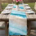 thumbnail image 4 of Blue Coastal Table Runner 70 Inches, Beach Nautical Seaside Ocean Beige Bed Runner Dresser Scarves Tabletop for Indoor Outdoor Parties/Ceremony/Banquet, 13" x 70", 4 of 9