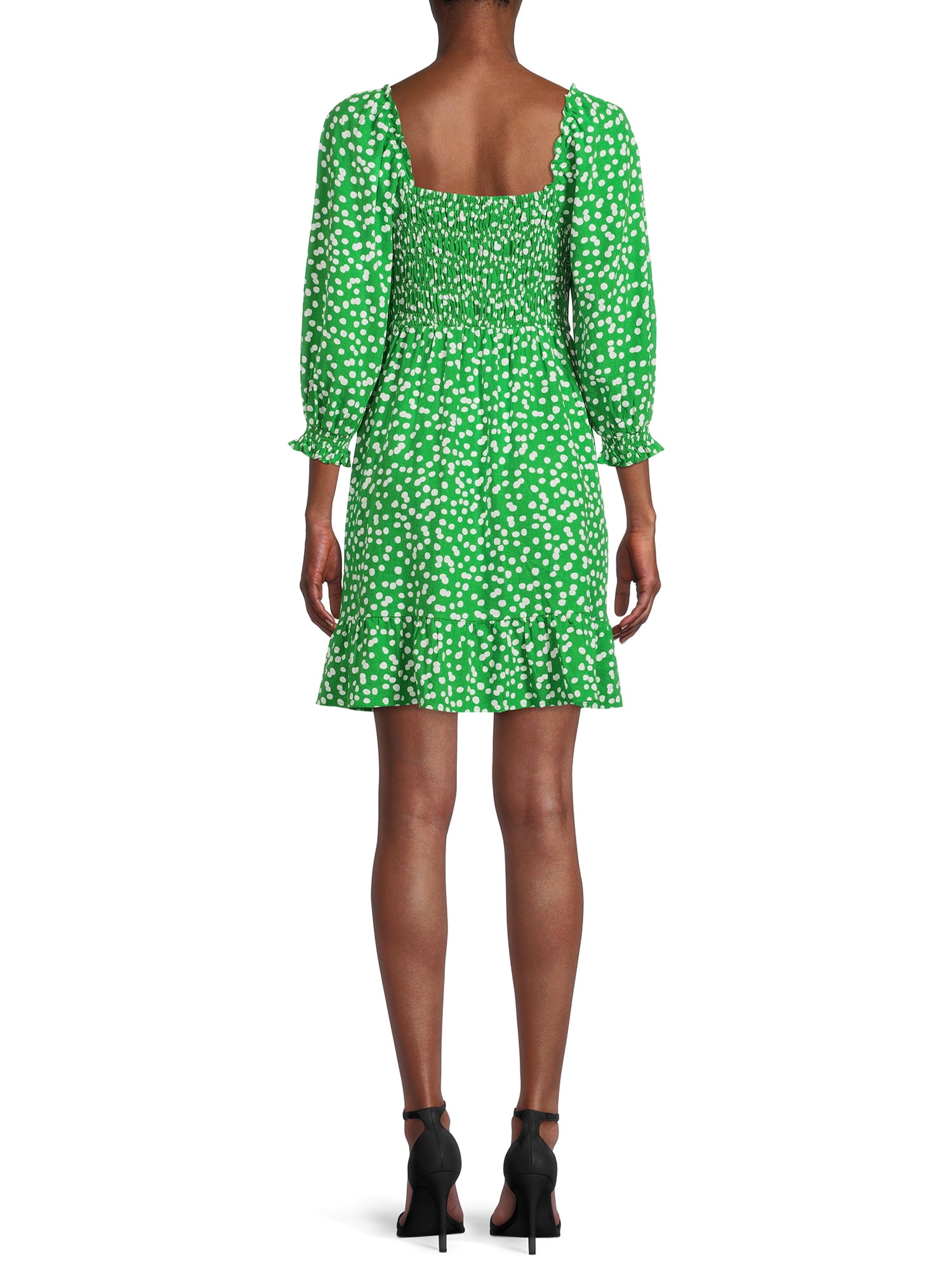 The Get Women's Long Sleeve Square Neck Mini Dress