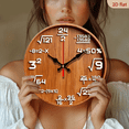 thumbnail image 2 of 2D Flat 1pc 10Inch Wooden 1pc Math Formula Wooden Wall Clock - Silent Swiss Quartz Movement, Large Easy-to-Read Hands Face with Mathematical Equations - Battery-powered, 2 of 7