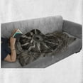 thumbnail image 6 of Barn Wood Wagon Wheel Soft Flannel Fleece Throw Blanket, Antique Aged Carriage Vehicle Wheel on the Wall of Barn Grunge Western, Cozy Plush for Indoor and Outdoor Use, 60" x 80", Umber, by Ambesonne, 6 of 6