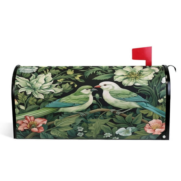 Ryvnso Mailbox Cover Birds on Flower Branch Magnetic Mailbox Wrap Standard Size 21x18 Inch