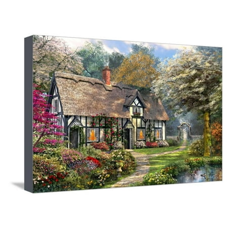 Victorian Cottage Gardens - Victorian Garden Cottage Stretched Canvas Print Wall Art By Dominic Davison