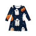 thumbnail image 4 of YOUYEDIAN Halloween Dresses for Girls Long Sleeve Pumpkin Bat Spider Print Cocktail Dresses Funny Cotton Dresses Fashion Crew Neck Halloween Dresses Dark Blue 3-4 Years, 4 of 4
