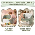 thumbnail image 4 of PAPROOS Kids Toy Box, Cute Toy Chest Organizer with Seating Bench and Sliding Door, Toy Storage Chest for Girls Boys, Modern Toy Storage Cabinet for Playroom, Living Room, Bedroom, Green+Light Gray, 4 of 8