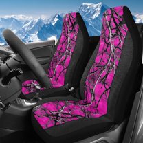 Uorisanigo Car Seat Covers for Front Seats, 2-Pack, Auto Accessories Decor, Universal Soft Blanket Cloth Pink Camo Hunting Forest Seat Covers Fit for Most Automotive Truck SUV