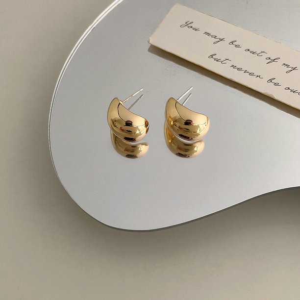 Hoops Vintage Chapado En Oro Chunky Dome Drop Earrings Para Las Mujeres De Acero Inoxidable Brillante Grueso Lágrima Pendientes Dupes Aros Ligeros