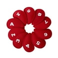 thumbnail image 2 of Paquete de 10 piezas de cubiertas de hierro de golf exquisitas lavables a máquina con 3,4 5 6,7,8,9, P, S, a, fácil de instalar para cuñas de golf sua Rojo Macarena Cubierta de cabeza de hierros de golf, 2 of 8
