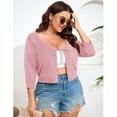 thumbnail image 4 of Yesfashion Women's Plus Size Short Sleeve Knit Cardigan Lightweight Lace-Up Front Open Sweater Cardigans, 4 of 8