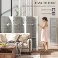 thumbnail image 4 of HOMCOM 6 Panel 67" Tall Wood Privacy Screen Room Divider with 3 Display Shelves, and Folding Storage for Bedroom or Home Office, Distressed White, 4 of 9