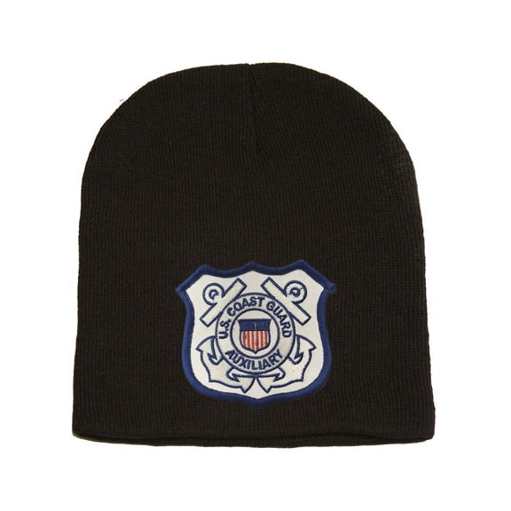 Delux Military 3D Patch Embroidery Black Beanie United States Coast Guard