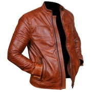 Men's Designer Biker Style Brown Color Zipper Genuine Leather Jacket SouthBeachLeather