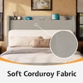 thumbnail image 5 of Merluxy Full Bed Frame,Smart Adjustable Bed Base,Charging Station,Storage Wingback Headboard,Corduroy Light Grey, 5 of 8