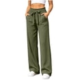 thumbnail image 2 of Womens Summer Pants Zaewscy Fashion Women Casual High Waist Pocket Pants Pants Comfortable Casual Pants Army Green L, 2 of 9