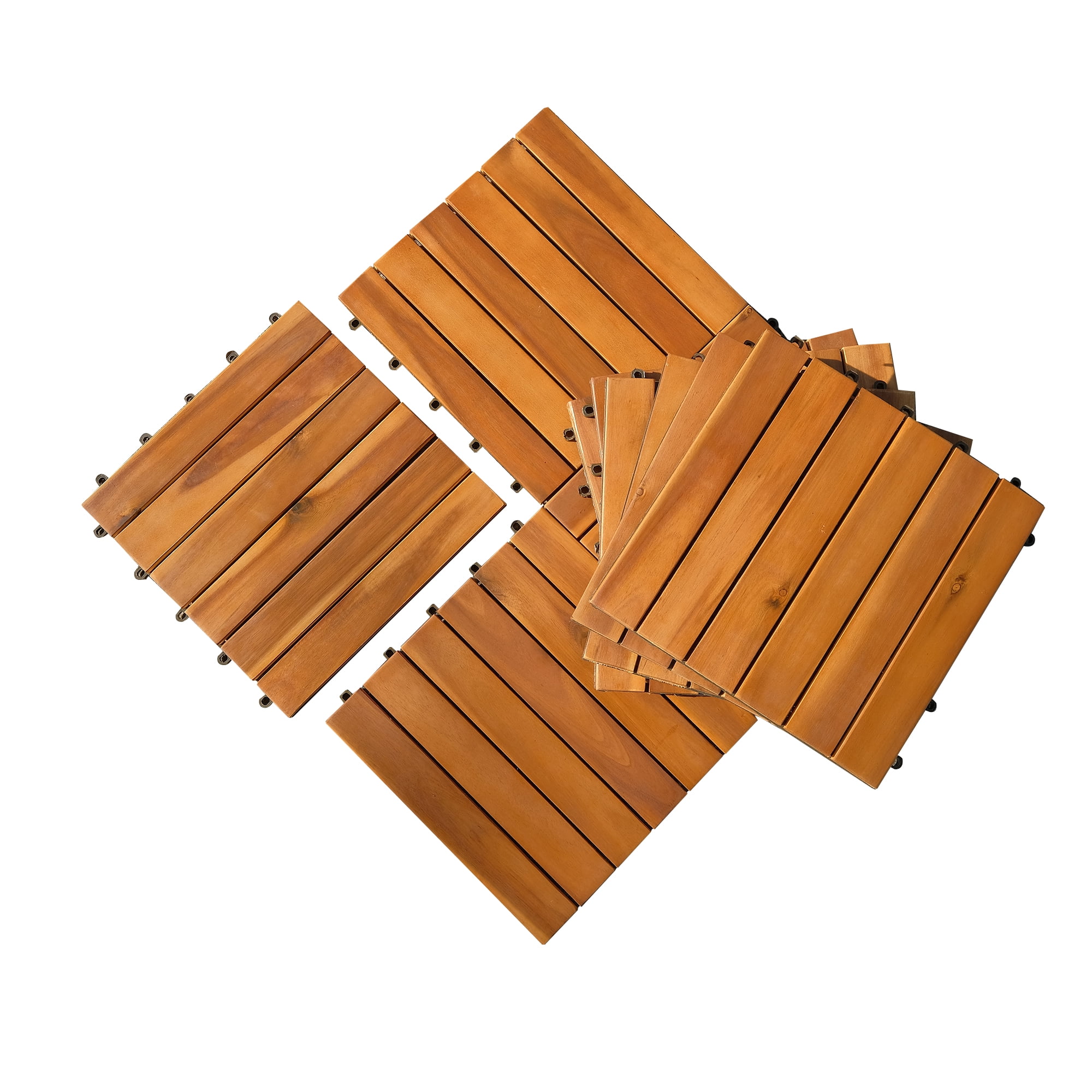22 sq. ft Pack of 22 Pandahome Patio Pavers Tiles 12x12 | Coffee Wood Grain Four Slat Wood Plastic Composite Interlocking Floor Decking Tiles Water Resistant Flooring Tiles Indoor Outdoor