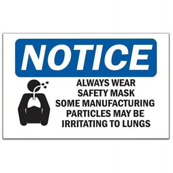 Size: 16" x 12" - Notice Always Wear Safety Mask Some Metal Sign With Symbol